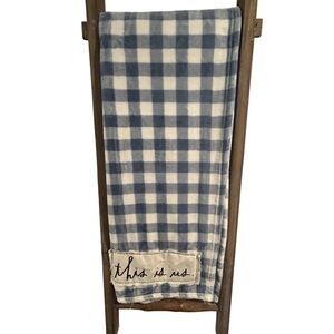 Rae Dunn Farmhouse Blue Buffalo Plaid Plush Throw Blanket - This Is Us